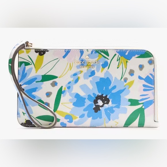 Kate Spade Blue and Green Floral Clutch - Picture 1 of 3
